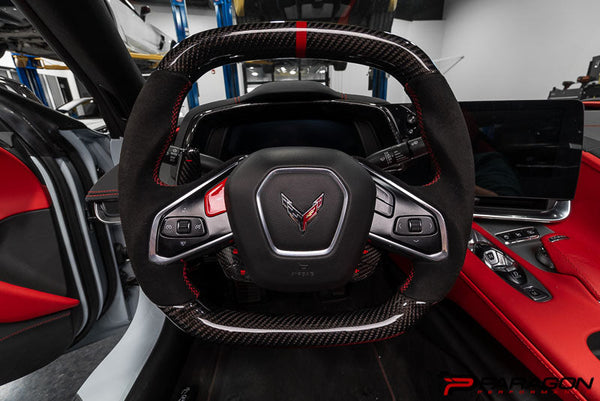 CCS Steering Wheel Red Carbon Fiber Button Covers 4PC  - C8 Corvette