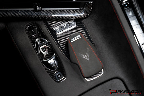 CCS C8 Corvette Red Carbon Fiber Mode Selector Trim Overlay