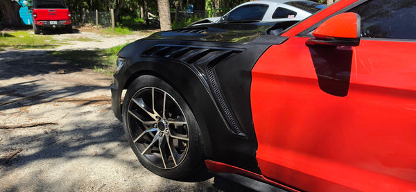 2015-17 Ford Mustang S550 | GTD Style Primed Black Front Side Vented Fenders