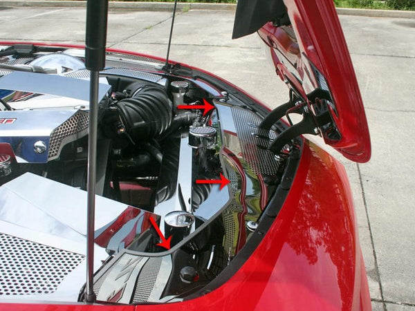 2010-2015 Camaro RS/SS/ZL1 - Reverse Hood Header Plate, Full Size | Perforated Stainless Steel