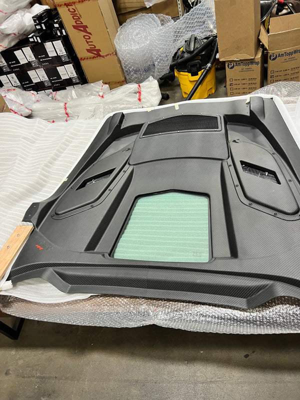 2014-2019 Corvette C7 Type-VS1 Double Sided Carbon fiber Vented Style Hood W/ Window For Stingray, Z51, Grand Sport, Z06