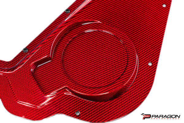 Paragon Performance C8 Corvette Red Carbon Fiber Clear Engine Cover - Convertible