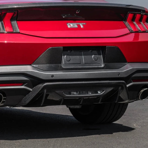 2024+ Ford Mustang Rear Finned Dry Carbon Fiber Bumper Diffuser
