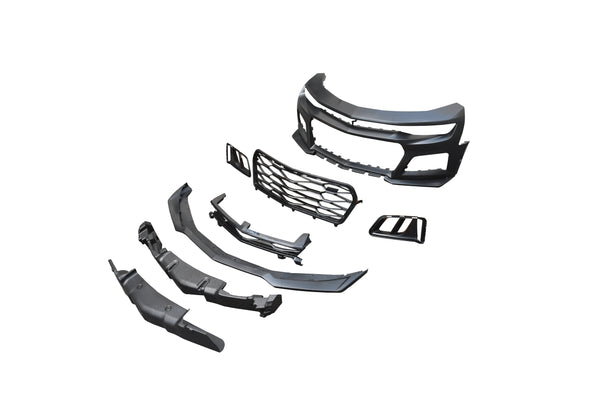 2016-2018 Chevy Camaro ZL1 Front Bumper Conversion 7pcs Ful Kit Flat BLK