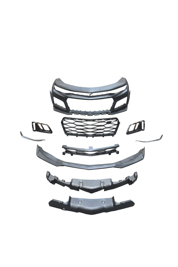 2019-2025 Chevy Camaro ZL1 Front Bumper Conversion 9pcs Full Kit Flat BLK for Non-RS Headlights