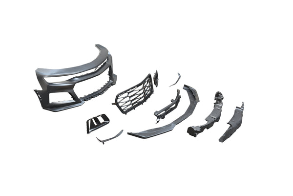 2019-2025 Chevy Camaro ZL1 Front Bumper Conversion 9pcs Full Kit Flat BLK for Non-RS Headlights