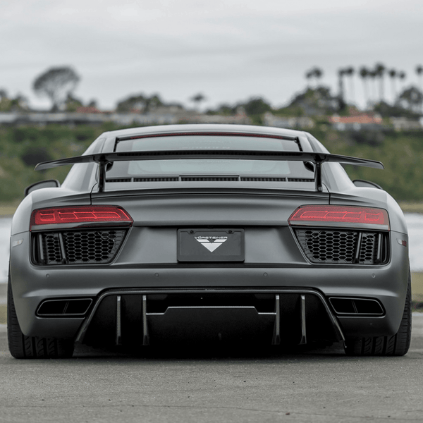 2017-2019 Audi R8 Carbon Fiber Rear Diffuser V-Style™️ Carbon Fiber PP 2x2 Glossy