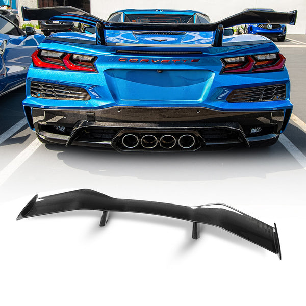 2023-2026 C8 Corvette Z06 / ZR1 / ERay Z07 Carbon Fiber Rear High Spoiler w/ Integrated 2 inch Upriser 1pc
