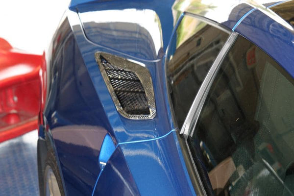2014-2019 C7 Corvette Stingray - Rear Quarter Vent Set | Carbon Fiber w/Stainless Steel Trim