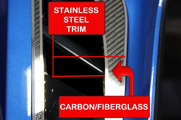 2014-2019 C7 Corvette Stingray - Rear Quarter Vent Set | Carbon Fiber w/Stainless Steel Trim