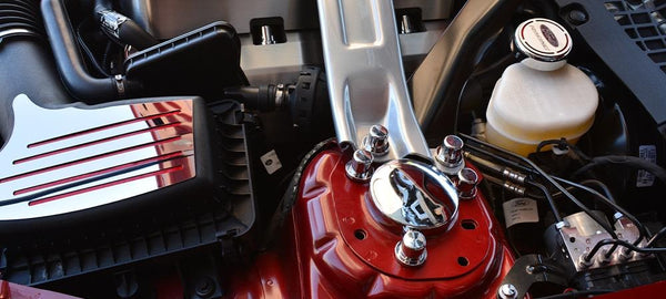 2015-2020 Mustang - Shock Tower Dome Covers | Polished Stainless Steel & Chrome Bolt Covers