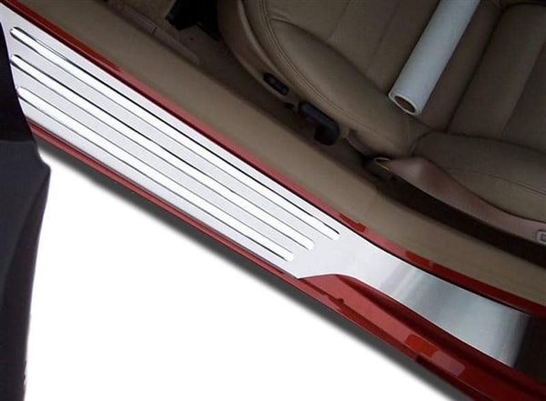 2005-2013 C6 Corvette - Outer Door Sills w/Chrome Ribs 2Pc | Brushed Stainless Steel