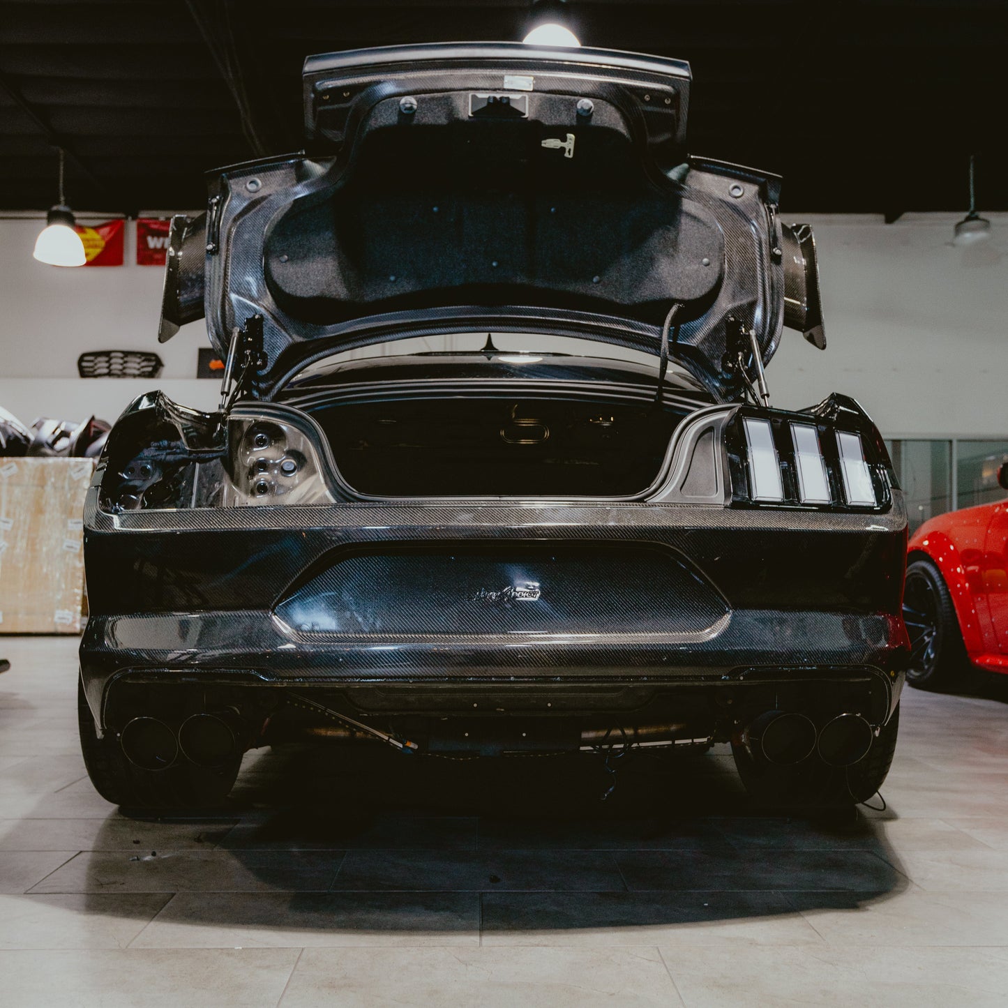 2018-2023 Ford Mustang GT500 Style Double Sided Full Carbon Fiber Track Package Rear Bumper Conversion
