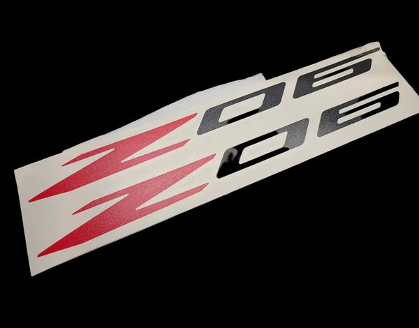 Z06 Decals (2pk) Corvette Racing 12" Accent Rocker Panel Window Stickers C5Z C6Z C7Z C8Z LSX LTX (Gloss White & Red)