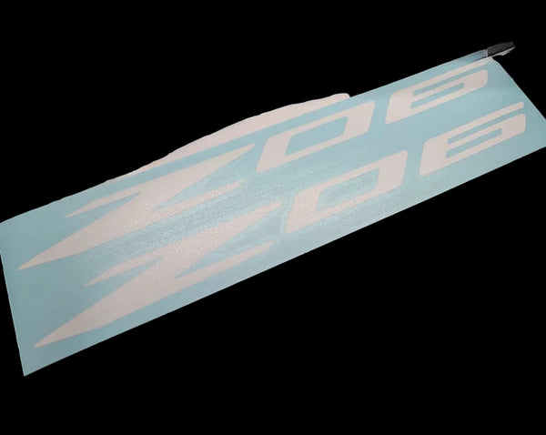 Z06 Decals (2pk) Corvette Racing 12" Accent Rocker Panel Window Stickers C5Z C6Z C7Z C8Z LSX LTX (Gloss White & Red)