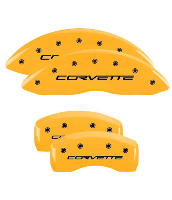 MGP 4 Caliper Covers Engraved Front & Rear C6/Corvette Yellow finish black ch