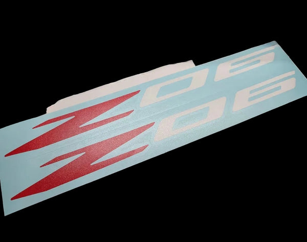 Z06 Decals (2pk) Corvette Racing 12" Accent Rocker Panel Window Stickers C5Z C6Z C7Z C8Z LSX LTX (Gloss White & Red)
