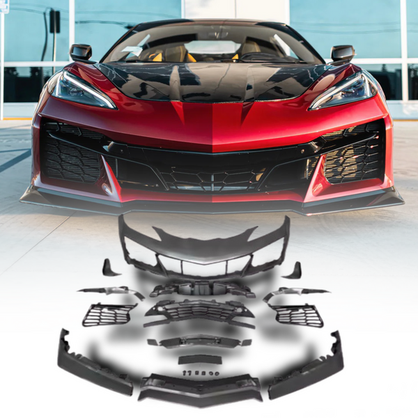 2020-2026 Corvette C8 Stingray Z06 Track Package 15pcs Full Conversion Front Bumper Body Kit