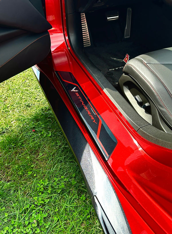 AMT C8 Corvette Carbon Flash C8R Door Sill Plate Covers