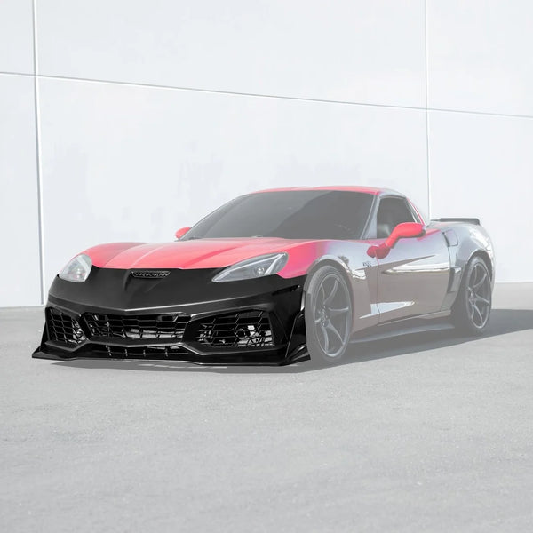 2005-2013 Corvette C6 Base | C7 ZR1 Style Front Bumper Conversion Kit Surface Finish Primed Black