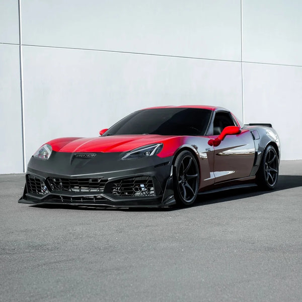 2005-2013 Corvette C6 Base | C7 ZR1 Style Front Bumper Conversion Kit Surface Finish Primed Black