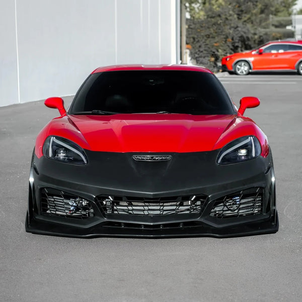 2005-2013 Corvette C6 Base | C7 ZR1 Style Front Bumper Conversion Kit Surface Finish Primed Black