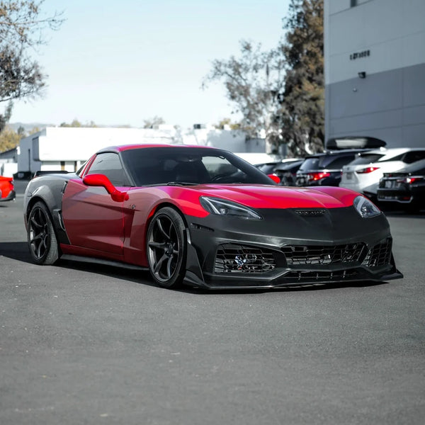 2005-2013 Corvette C6 Base | C7 ZR1 Style Front Bumper Conversion Kit Surface Finish Primed Black