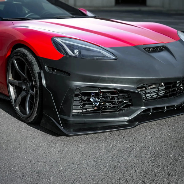 2005-2013 Corvette C6 Base | C7 ZR1 Style Front Bumper Conversion Kit Surface Finish Primed Black