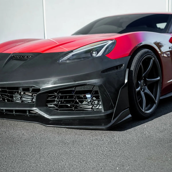 2005-2013 Corvette C6 Base | C7 ZR1 Style Front Bumper Conversion Kit Surface Finish Primed Black