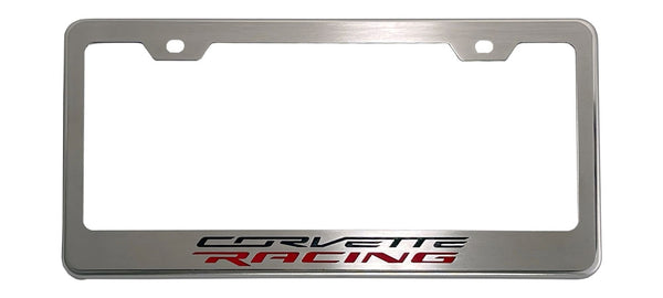 2020-2026 C8 CORVETTE - CORVETTE RACING STYLE LICENSE PLATE FRAME | STAINLESS STEEL