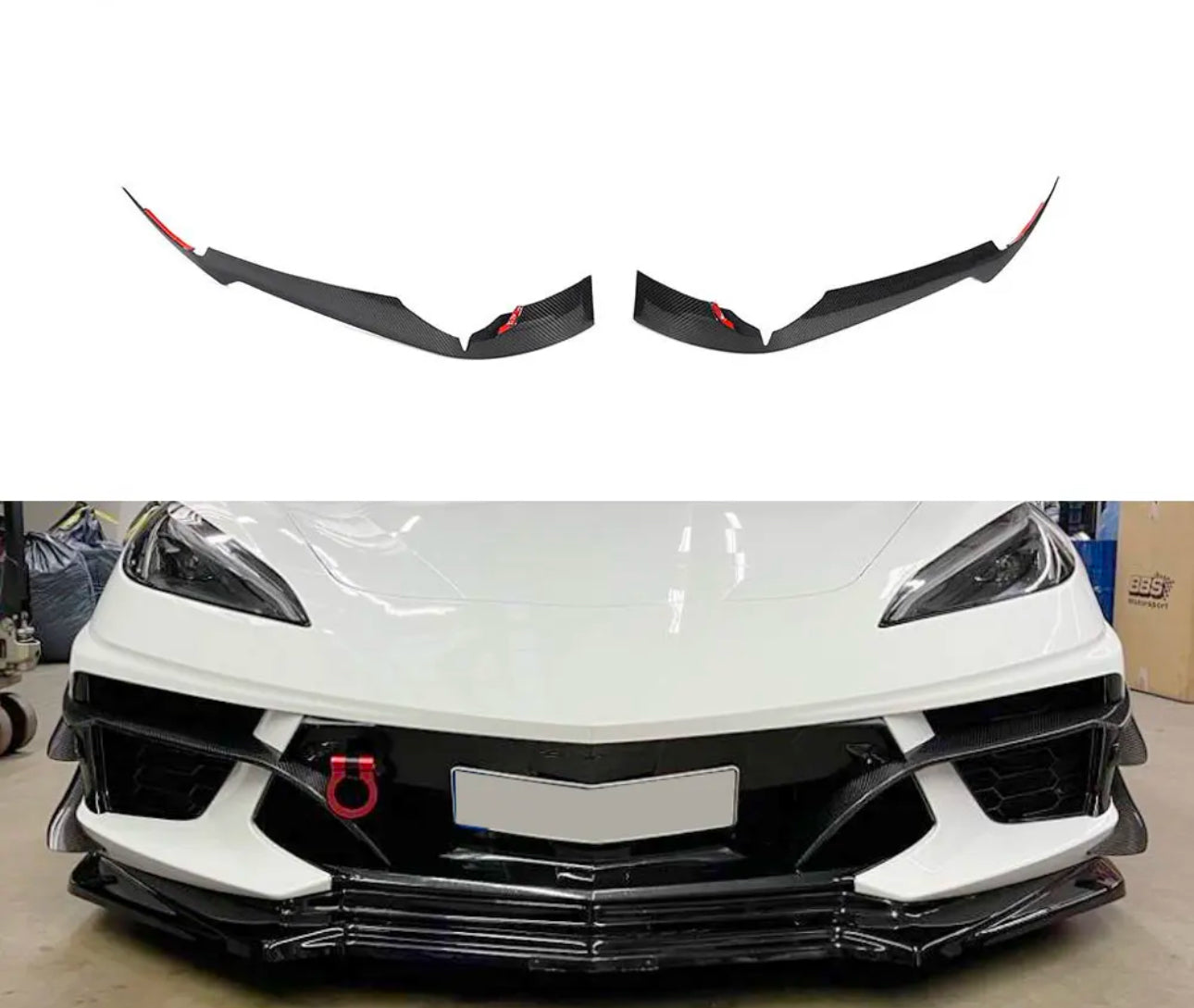 C8 Corvette Carbon Fiber Front Air Intake Vents Bumper Aero Flicks Trims