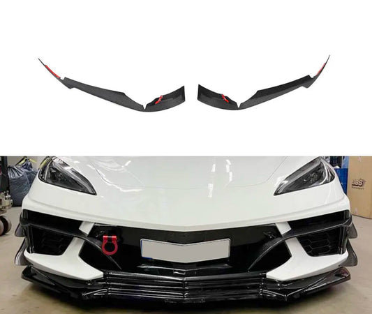 C8 Corvette Carbon Fiber Front Air Intake Vents Bumper Aero Flicks Trims