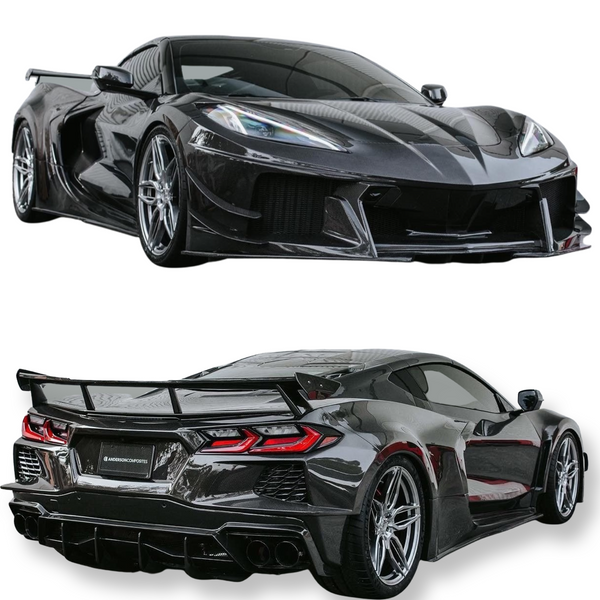 2020-2024 Corvette C8 Deluxe Wide Track Package Full Carbon Fiber Kit Bumper to Bumper