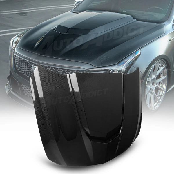 2020-2026 Cadillac CT5/V-Blackwing Heritage Spec Pre-Preg V-Shaped Double Sided Carbon Fiber Hood