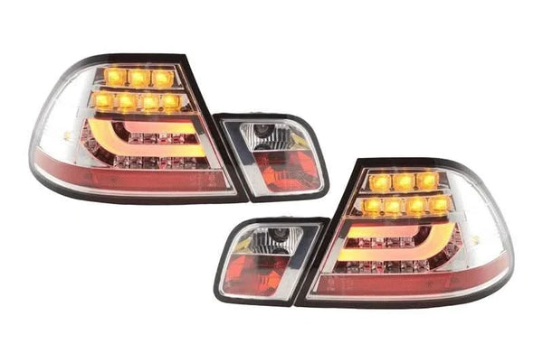 BMW 3-series E46 Coupe Chrome Clear LED LightBar Taillights Set (1999-2003)