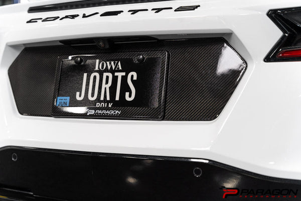 Paragon Performance C8 Corvette License Plate Insert - Carbon Fiber or Carbon Flash