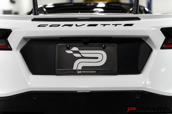 Paragon Performance C8 Corvette License Plate Insert - Carbon Fiber or Carbon Flash