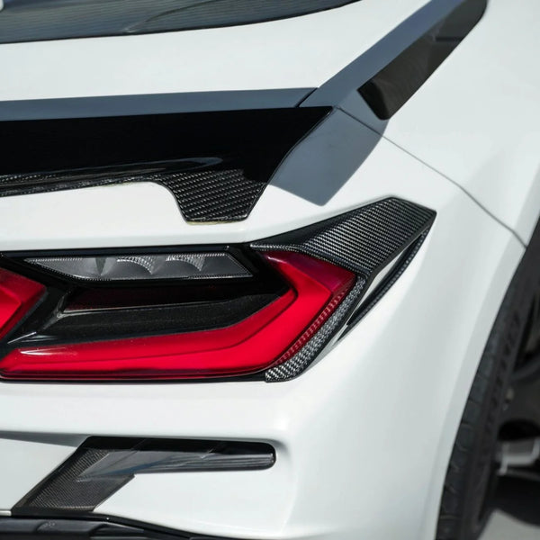 Corvette C8 Dry Carbon Fiber Rear Taillight Side Trim Panel Cover Overlays