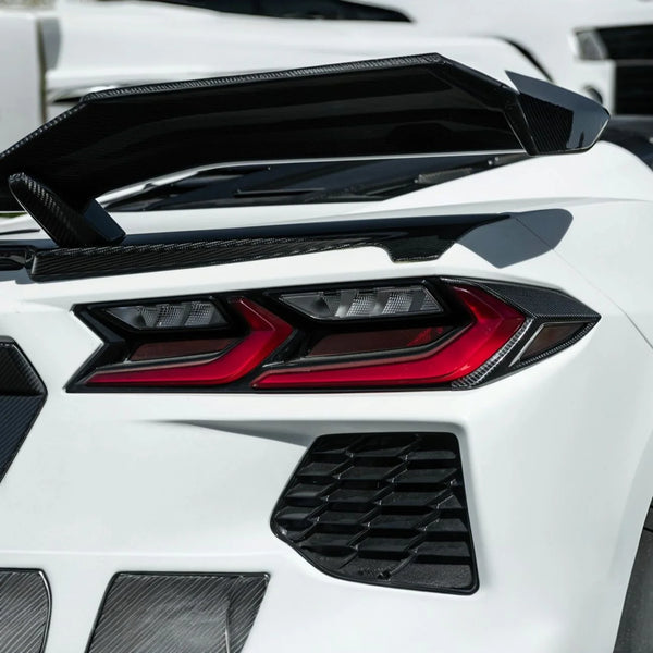 Corvette C8 Dry Carbon Fiber Rear Taillight Side Trim Panel Cover Overlays
