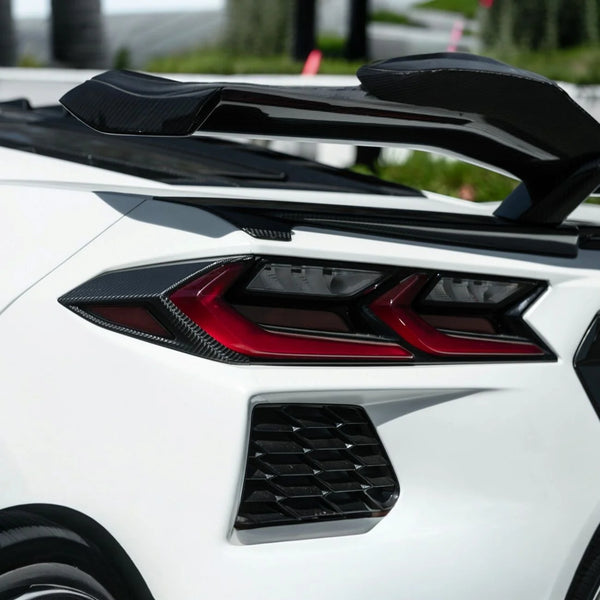 Corvette C8 Dry Carbon Fiber Rear Taillight Side Trim Panel Cover Overlays