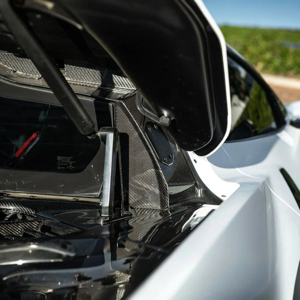 Corvette C8 Dry Carbon Fiber Rear Hatch Hinge Pillar Trim Cover Overlays