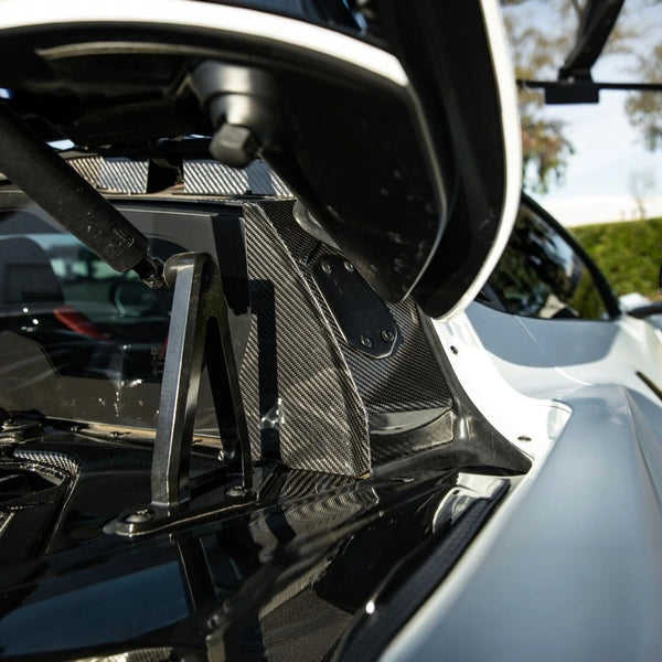Corvette C8 Dry Carbon Fiber Rear Hatch Hinge Pillar Trim Cover Overlays