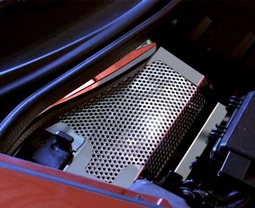 2008-2013 C6 Corvette - Battery Cover Perforated (08-13 only) | Polished Stainless Steel