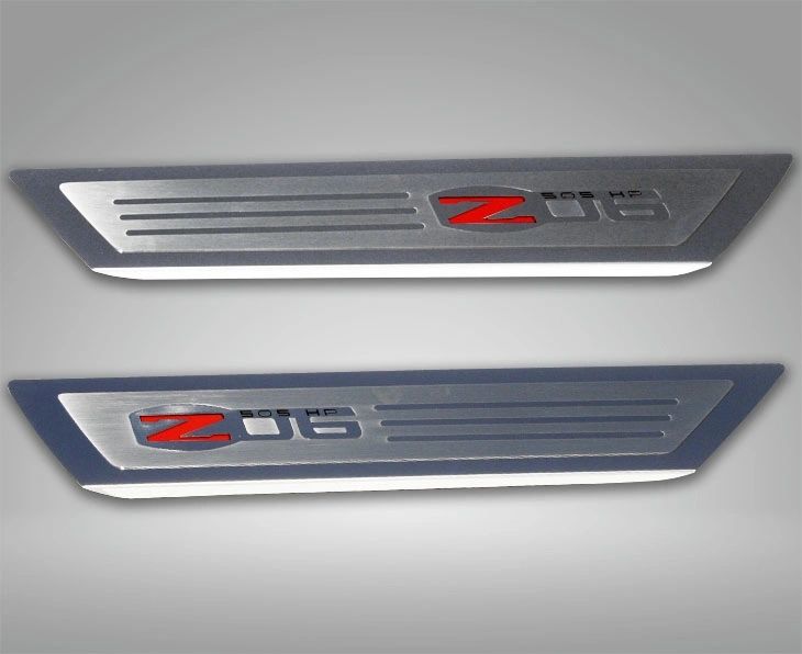 2006-2013 C6 Corvette Z06 - Outer Door Sills Z06 Logo Inlay 2Pc | Stainless Steel