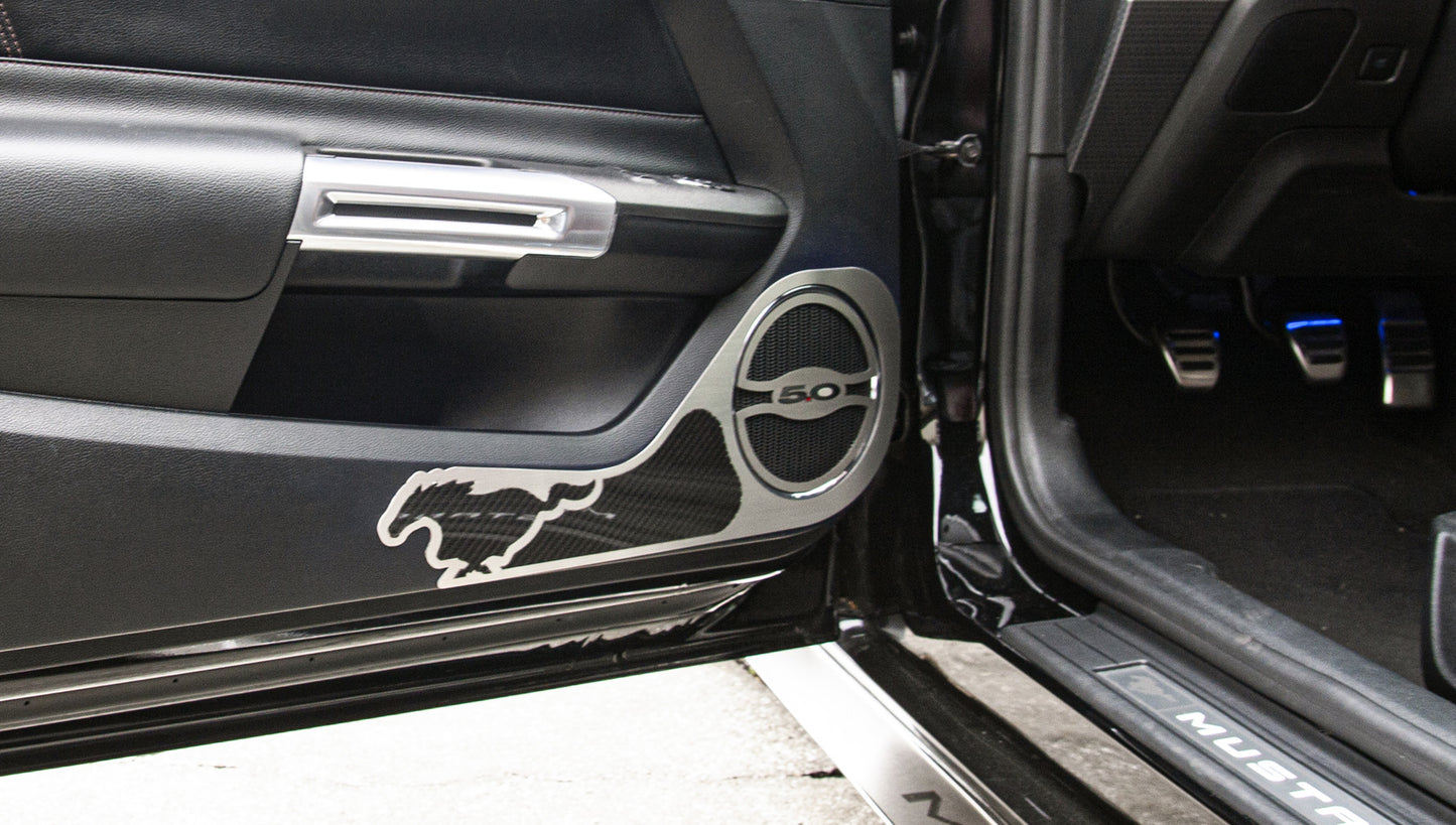 2015-2020 Mustang Carbon Fiber Door Guards - Pony Style 2PC | Brushed Finish