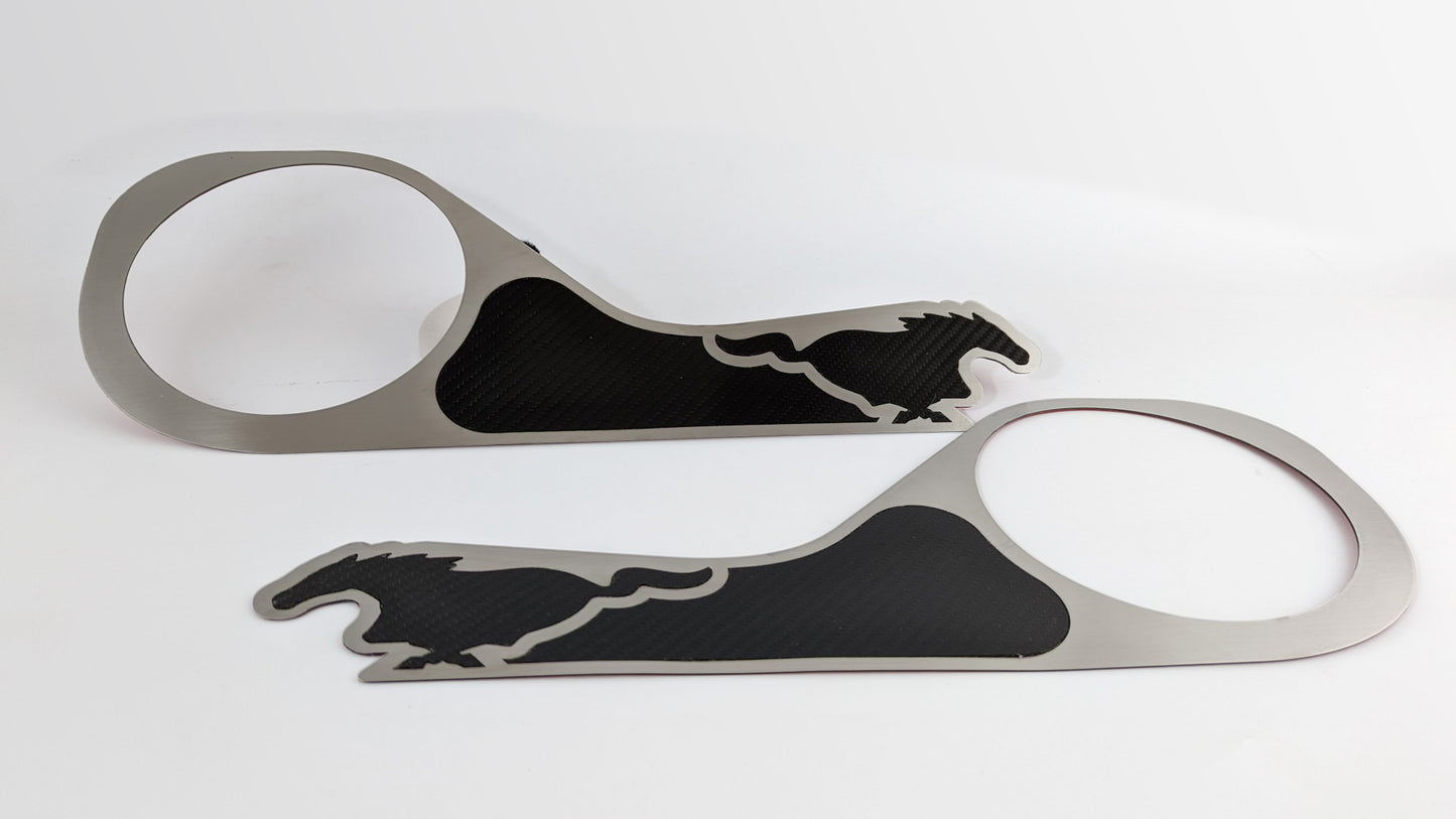 2015-2020 Mustang Carbon Fiber Door Guards - Pony Style 2PC | Brushed Finish