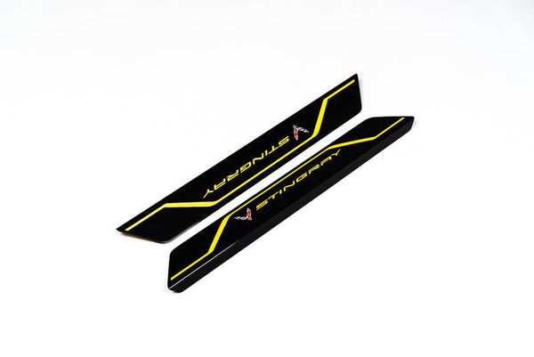 AMT C8 Corvette Carbon Flash "STINGRAY" Door Sill Plate Covers - Choose Color