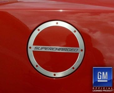 2010-2019 Camaro - 'SUPERCHARGED' Fuel Door Cover | Stainless Steel, Choose Finish