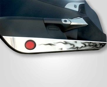 2005-2013 C6 Corvette - Door Guards with Black Flames 2Pc | Brushed Stainless Steel