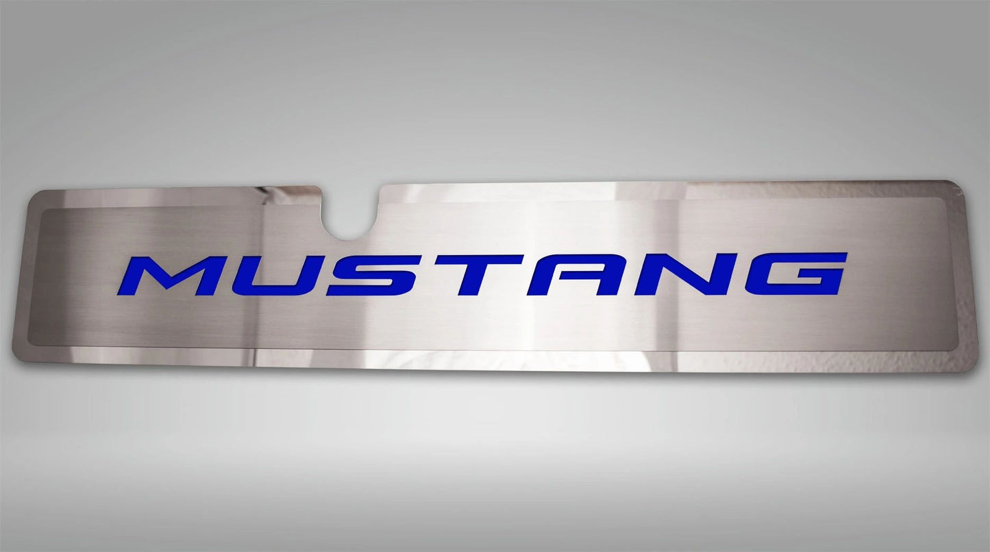 2015-2017 Mustang GT/EcoBoost - Radiator Cover Vanity Plate 'MUSTANG' | Brushed, Choose Inlay Color